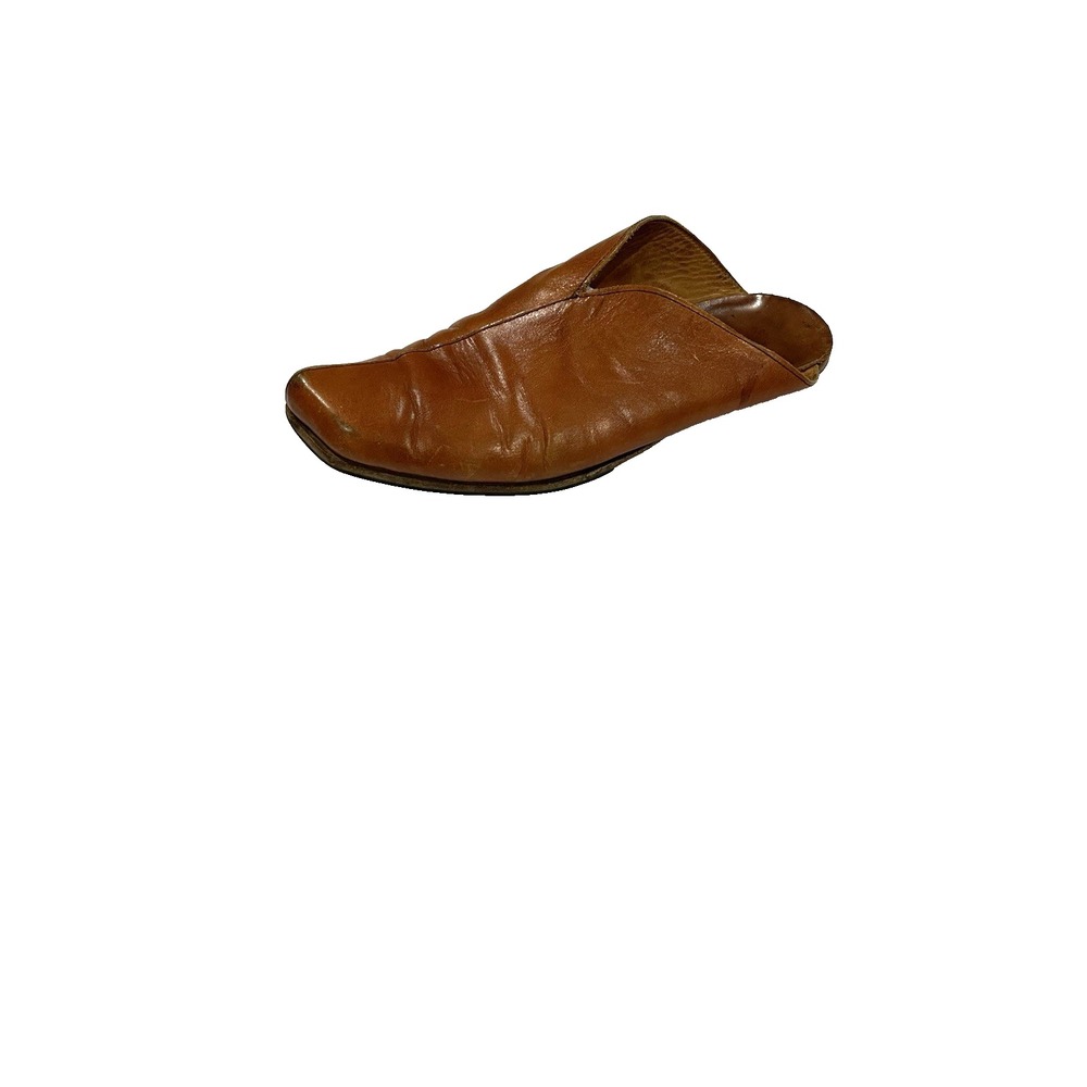 CYDWOQ Vintage Hand Sculpted in USA 39 1/2 US 9 Brown Leather Slip On Flats Mule - Picture 2 of 7